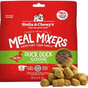 Stella & Chewy's Freeze-Dried Raw Duck Duck Goose Meal Mixers - Dog Food Topper and Mixer - Made with 95% Cage-Free Poultry, Organs & Bone - Perfect for Picky Eaters - Grain-Free - 3.5 oz