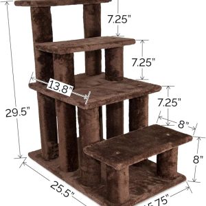 Furhaven Steady Paws Multi-Step Pet Stairs for High Beds & Sofas - Brown, 4-Step