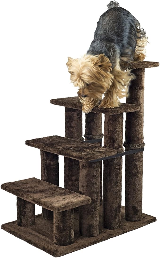 Furhaven Steady Paws Multi-Step Pet Stairs for High Beds & Sofas - Brown, 4-Step - Image 2