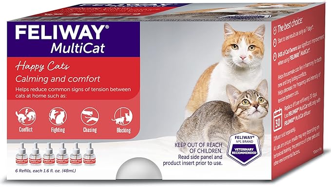FELIWAY® MultiCat 6 x 30 Day Cat Calming Refills for Pheromone Diffuser, 6 x 48ml Value Pack- Helps Reduce Conflicts and Signs of Tension in Multi-Cat Households - Image 4