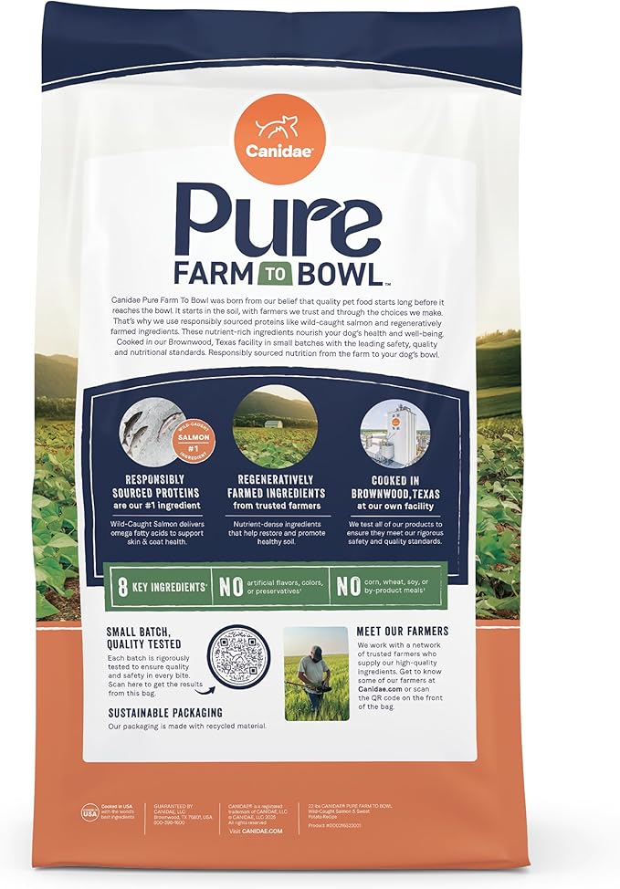 Canidae Pure Farm to Bowl, Grain-Free, Wild-Caught Salmon & Sweet Potato Dog Food, Adult 22lb - Image 4