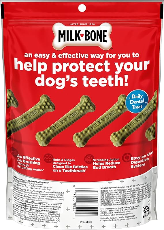 Milk-Bone Fresh Breath Brushing Chews, 9 Small Medium Daily Dental Dog Treats (Pack of 5) Scrubbing Action Helps Clean Teeth - Image 2