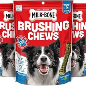 Milk-Bone Fresh Breath Brushing Chews, 9 Small Medium Daily Dental Dog Treats (Pack of 5) Scrubbing Action Helps Clean Teeth