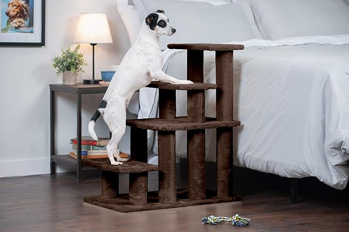 Furhaven Steady Paws Multi-Step Pet Stairs for High Beds & Sofas - Brown, 4-Step - Image 3