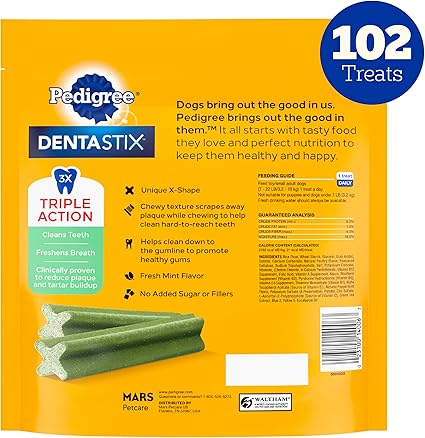 Pedigree Dentastix Small and Toy Breed Dog Treats, Fresh Flavor, 1.54 lb. Bag (102 Treats) - Image 3
